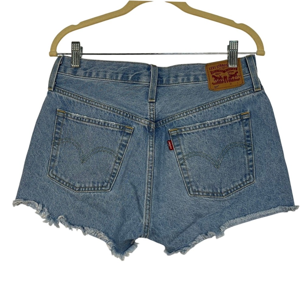 Levi's Blue Denim 501 Original Cut Off Shorts Women 29 (READ)High Rise Raw Hem
